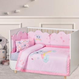 Κουβερλί Βρεφικό 4934 Pink-Grey Das Home 110x150cm Microfiber
