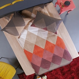 Σεντόνια William 04 (Σετ 3τμχ) Beige-Grey-Purple-Terracotta Kentia Μονό 160x270cm 100% Βαμβάκι