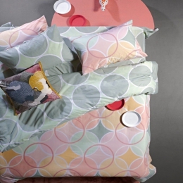 Παπλωματοθήκη Bobby 14 (Σετ 2τμχ) Mint Green-Pink-Ochre Kentia Μονό 160x240cm 100% Βαμβάκι