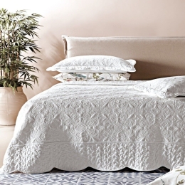 Κουβερλί Kiara (Σετ 3τμχ) White Kentia King Size 260x250cm Βαμβάκι-Μικροφίμπρα