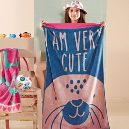 Πετσέτα Θαλάσσης Παιδική Cylia Blue-Salmon Pink Kentia Θαλάσσης 70x140cm 100% Βαμβάκι