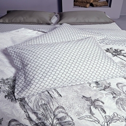 Μαξιλαροθήκες Hamza 22A (Σετ 2τμχ) Ecru-Grey Kentia 50Χ70 50x70cm 100% Βαμβακοσατέν
