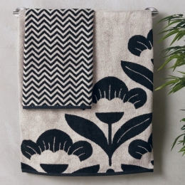 Πετσέτες Priscilla 12 (Σετ 2τμχ) Black-Ecru Kentia Σετ Πετσέτες 70x140cm 100% Βαμβάκι
