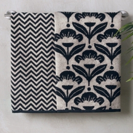 Πετσέτες Priscilla 12 (Σετ 2τμχ) Black-Ecru Kentia Σετ Πετσέτες 50x90cm 100% Βαμβάκι