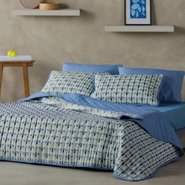 Κουβερλί Jax Blue-Lime-Ecru Kentia Υπέρδιπλο 240x220cm Microfiber-Polyester