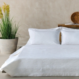 Κουβερλί Elinor (Σετ 3τμχ) White Kentia Υπέρδιπλo 230x250cm 100% Βαμβακοσατέν