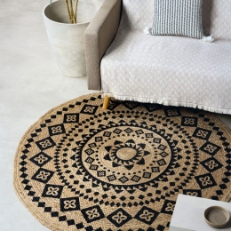 Χαλάκι Yute 241 Natural-Black Kentia 120X120cm Round