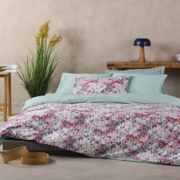 Σεντόνια Maybell 14 (Σετ 4τμχ) Green-Pink Kentia Υπέρδιπλο 240x270cm 100% Βαμβακοσατέν