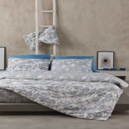 Σεντόνια Malie 22 (Σετ 4τμχ) Grey Kentia Υπέρδιπλο 240x270cm 100% Βαμβάκι