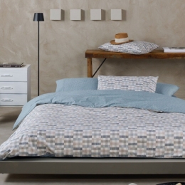 Παπλωματοθήκη Kansas 16 (Σετ 2τμχ) Blue-Beige Kentia Μονό 160x240cm 100% Βαμβάκι