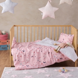Παπλωματοθήκη Βρεφική Laluna (Σετ 2τμχ) Pink Kentia 100x140cm 100% Βαμβάκι