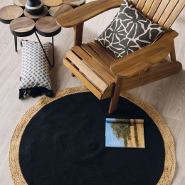 Χαλάκι Yute 252 Black-Natural Kentia 120X120cm Round