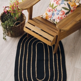 Χαλάκι Yute 253 Black-Natural Kentia 70Χ130cm