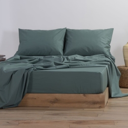Σεντόνι Basic Με Λάστιχο Green Nef-Nef Υπέρδιπλo 160x230cm 100% Βαμβάκι