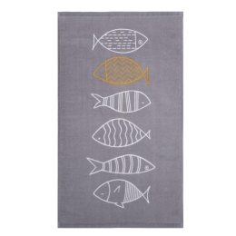 Ποτηρόπανο Fish Style Βελουτέ Grey Nef-Nef 40x60cm 100% Βαμβάκι