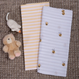 Σεντόνια Βρεφικά Bee (Σετ 2τμχ) White-Grey Nef-Nef Λίκνου 70x120cm 100% Βαμβάκι