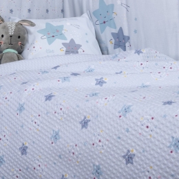 Κουβέρτα Βρεφική Πικέ Explore The Universe Light Blue Nef-Nef Homeware Αγκαλιάς 80x110cm 100% Βαμβάκι