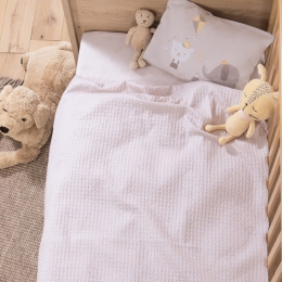 Κουβέρτα Βρεφική Πικέ Happy Days Greige Nef-Nef Homeware Αγκαλιάς 80x110cm 100% Βαμβάκι