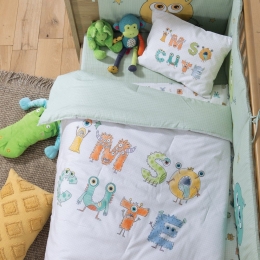 Κουβερλί Βρεφικό Alphabet Monster Pistachio Nef-Nef Homeware 110x140cm Βαμβάκι-Πολυέστερ