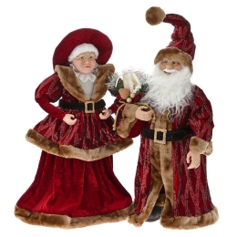 Χριστουγεννιάτικη Φιγούρα Ζευγάρι Mr&Mrs Santa (Σετ 2Τμχ) 79153 65cm Bordeaux