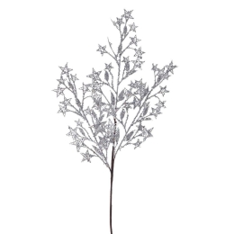 Λουλούδι - Κλαδί Με Φύλλα Αστεράκια 81984 58cm Silver