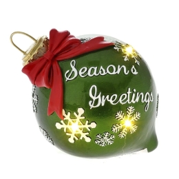 Χριστουγεννιάτικη Μπάλα Φωτιζόμενη Season's Greeting 82250 13x11cm Green-Red