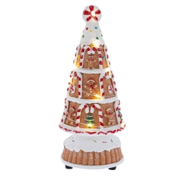 Χριστουγεννιάτικο Διακοσμητικό Δέντρο Gingerbread Φωτιζόμενο 9x9x22cm Με Μπαταρίες Multi