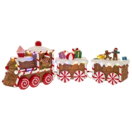 Χριστουγεννιάτικη Παράσταση Gingerbread Τρένο Φωτιζόμενο 87126 47x10x15cm Με Μπαταρίες Multi