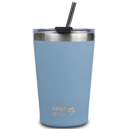 Ποτήρι - Θερμός Με Καλαμάκι We Care 10-262-111 9,5x9x13,5cm 450ml Blue Nava