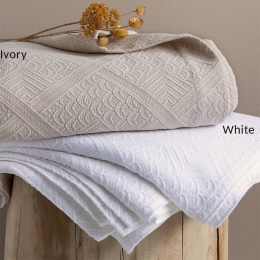 Κουβέρτα Carla Ivory Palamaiki Μονό 170x260cm 100% Βαμβάκι