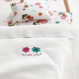 Κουβέρτα Βρεφική Candy/2 White Palamaiki Cradle 100x150cm 100% Βαμβάκι