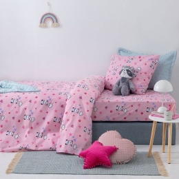 Σεντόνια Βρεφικά MK765 Με Λάστιχα (Σετ 3τμχ) Pink Palamaiki Κούνιας 70x155cm 100% Βαμβάκι