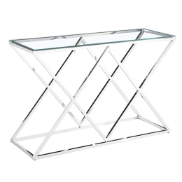 Κονσόλα Conor 05-0405 120x40x78cm Silver-Clear Ανοξ.Ατσάλι,Γυαλί