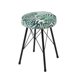 Σκαμπό Sticks D30xH45cm Green-Black 16-0458 Σετ 4τμχ Βελούδο, Μέταλλο