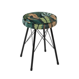 Σκαμπό Sticks D30xH45cm Green-Multi 16-0464 Σετ 4τμχ Βελούδο, Μέταλλο