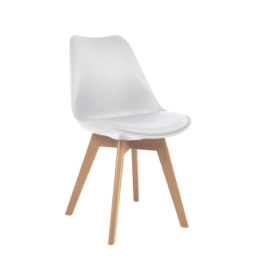 Καρέκλα Τραπεζαρίας Pocket 49x54xH80cm Natural-White 03-0764 Σετ 4τμχ Ξύλο,Πολυπροπυλένιο