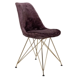 Καρέκλα Glam 03-0770 54x48x83cm Gold-Purple Μέταλλο,Ύφασμα