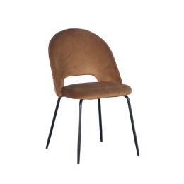 Καρέκλα Tokyo 03-0777 (Σετ 4τμχ) 48x54xH81cm Camel Βελούδο, Μέταλλο