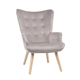 Πολυθρόνα Amica 01-2610 69x75xH96cm Beige Βελούδο, Ξύλο
