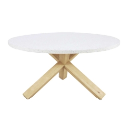 Τραπέζι Terrazzo 22-0060 Φ150x76,3cm Terra Κεραμικό,Ξύλο