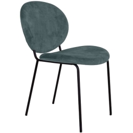 Καρέκλα Beetle 03-0909 60,5x54x84,5cm Water Green-Black Βελούδο, Μέταλλο