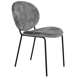 Καρέκλα Beetle 03-0910 60,5x54x84,5cm Silver Grey-Black Βελούδο, Μέταλλο