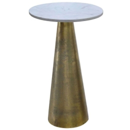 Τραπεζάκι Βοηθητικό Cono 04-0887 Φ29x43cm Antique Brass-White