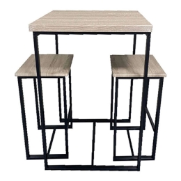 Τραπεζαρία Fest (Σετ 3Τμχ) 02-0590 60x60x88cm Sonoma-Black 4 Θέσεων