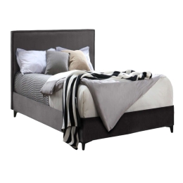 Κρεβάτι Break 09-1826 Με Στρώμα 208x127x121cm Dark Grey Ημίδιπλο Βελούδο, Μέταλλο