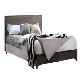 Κρεβάτι Break 09-1828 Με Στρώμα 208x127x121cm Musroom Ημίδιπλο Βελούδο, Μέταλλο