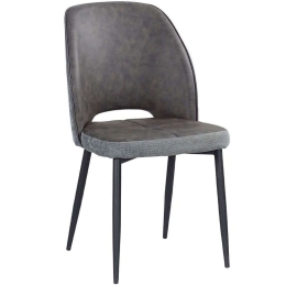 Καρέκλα Bouton 03-1092 49x58x89cm Grey-Black Μέταλλο,Ύφασμα,Τεχνόδερμα