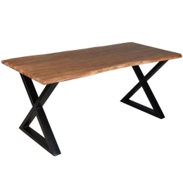 Τραπέζι Mingle 02-0642 180x80x76cm Walnut-Black Μέταλλο,Ξύλο