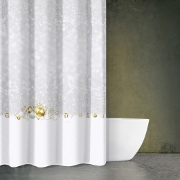 Κουρτίνα Μπάνιου Χριστουγεννιάτικη 413 Grey-Gold Saint Clair 180Πx200Υ 180x200cm Πολυέστερ