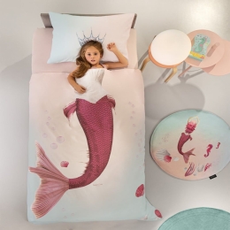 Παπλωματοθήκη Παιδική Βαμβακερή Mermaid (Σετ 2τμχ) Multi Saint Clair Μονό 160x225cm 100% Βαμβάκι